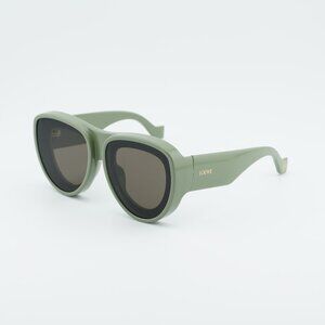 Loewe LW40170U 96E Sunglasses Shiny Green Aviator Frame, Brown Lenses